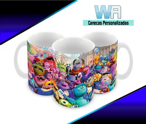 Caneca Polímero Monstros Sa Personalizada