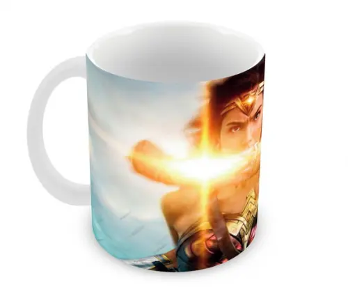 Caneca Polímero Mulher Maravilha e Capitão América