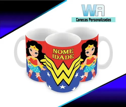 Caneca Polímero Mulher Maravilha Personalizada