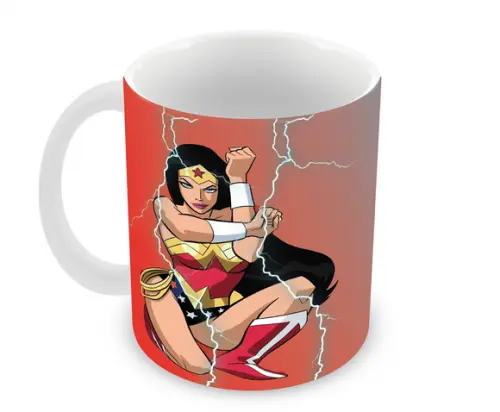 Caneca Polímero Mulher Maravilha e Capitão América