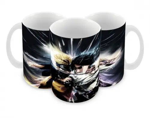Caneca Polímero Naruto e Sasuke Personalizada