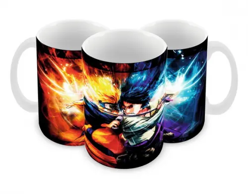 Caneca Polímero Naruto e Sasuke Personalizada