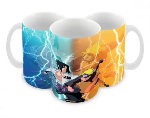 Caneca Polímero Naruto e Sasuke Personalizada