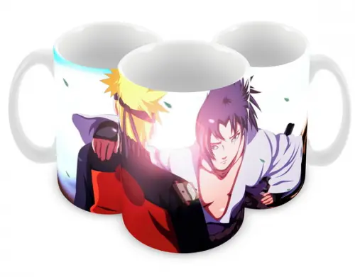 Caneca Polímero Naruto e Sasuke Personalizada
