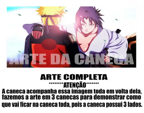 Caneca Polímero Naruto e Sasuke Personalizada
