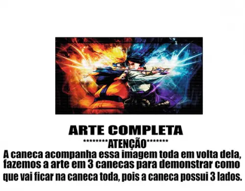 Caneca Polímero Naruto e Sasuke Personalizada