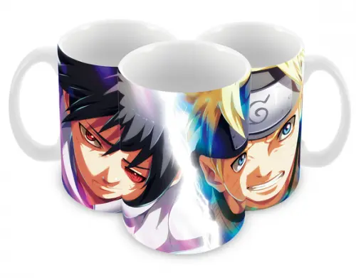 Caneca Polímero Naruto e Sasuke Personalizada