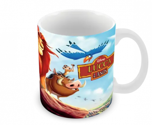 Caneca Polímero o Rei Leão com Nome Personalizada