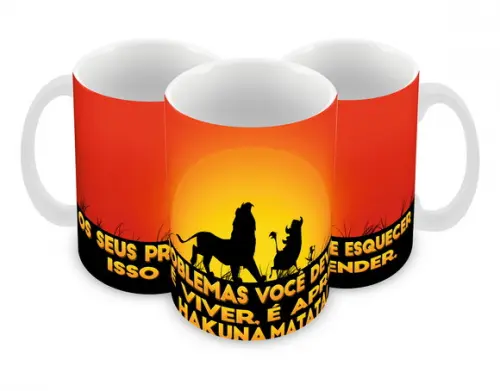 Caneca Polímero o Rei Leão Hakuna Matata Personalizada