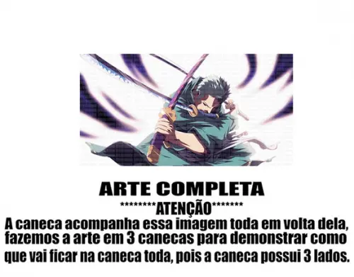 Caneca Polímero One Piece Zoro Personalizada