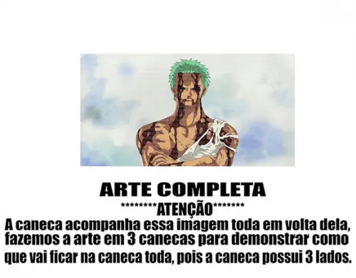 Caneca Polímero One Piece Zoro Personalizada