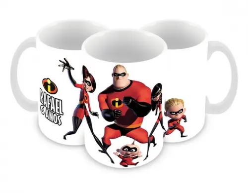 Caneca Polímero os Incríveis com Nome Personalizada