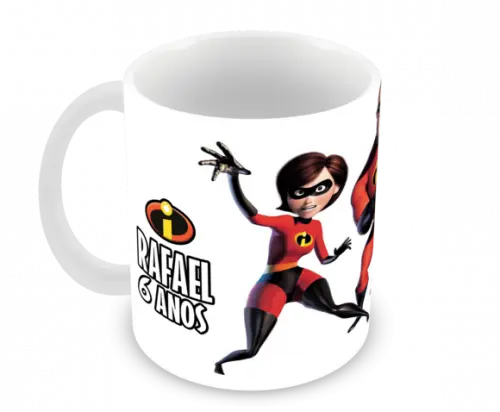 Caneca Polímero os Incríveis com Nome Personalizada