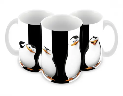 Caneca Polímero os Pinguins de Madagascar Personalizada