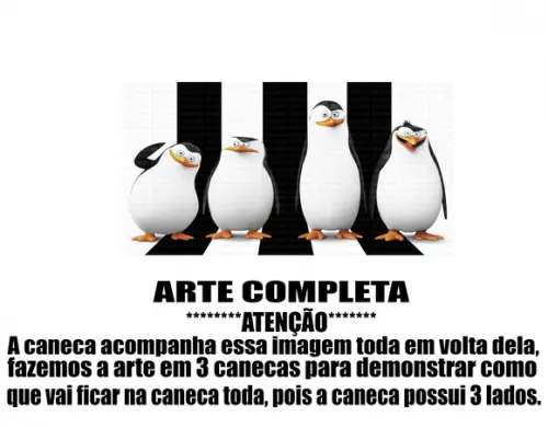 Caneca Polímero os Pinguins de Madagascar Personalizada