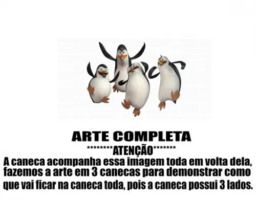 Caneca Polímero os Pinguins de Madagascar Personalizada