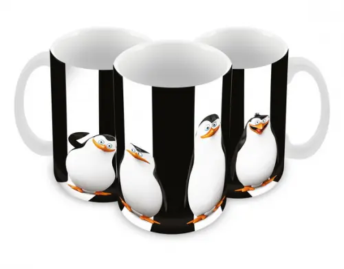 Caneca Polímero os Pinguins de Madagascar Personalizada
