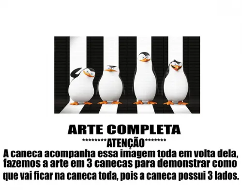 Caneca Polímero os Pinguins de Madagascar Personalizada