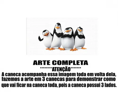 Caneca Polímero os Pinguins de Madagascar Personalizada