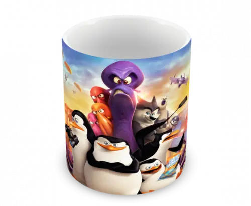 Caneca Polímero os Pinguins de Madagascar Personalizada