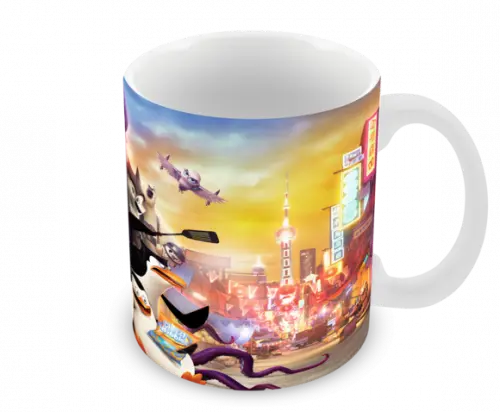 Caneca Polímero os Pinguins de Madagascar Personalizada