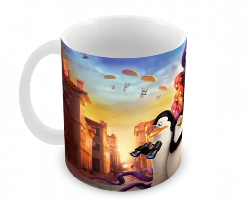 Caneca Polímero os Pinguins de Madagascar Personalizada