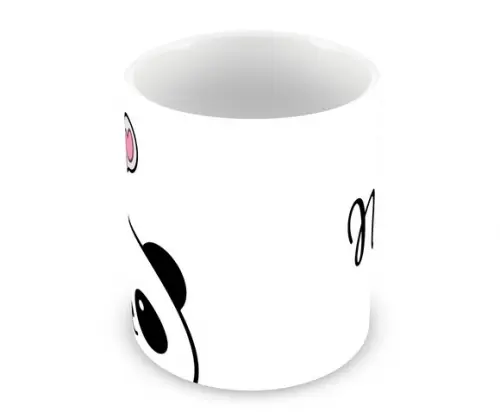 Caneca Polímero Panda Fofo com Nome Personalizada