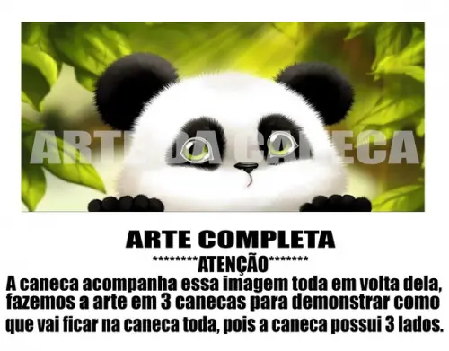 Caneca Polímero Panda Fofo Personalizada
