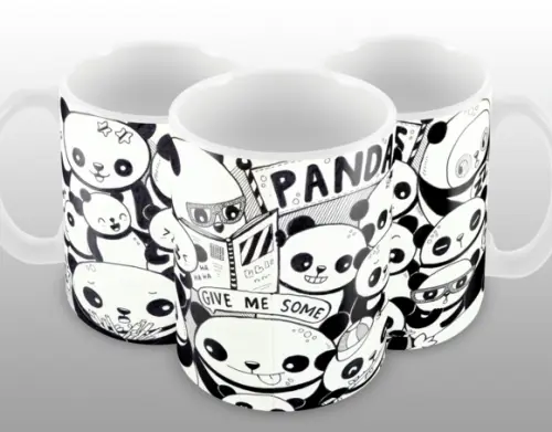 Caneca Polímero Panda Fofo Personalizada