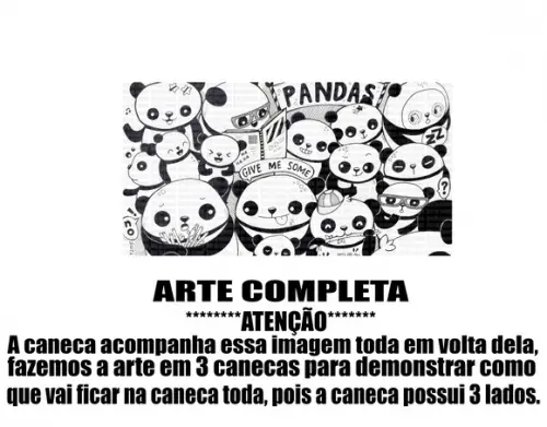 Caneca Polímero Panda Fofo Personalizada