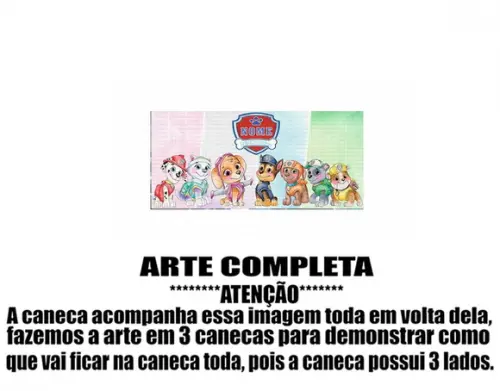 Caneca Polímero Patrulha Canina Aquarela Nome Personalizada