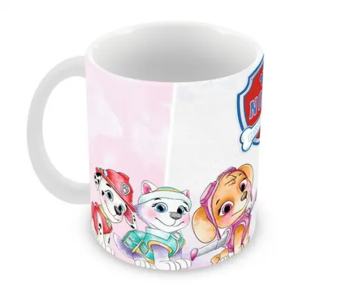 Caneca Polímero Patrulha Canina Aquarela Nome Personalizada