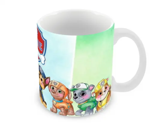 Caneca Polímero Patrulha Canina Aquarela Nome Personalizada