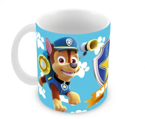 Caneca Polímero Patrulha Canina Chase Nome Personalizada