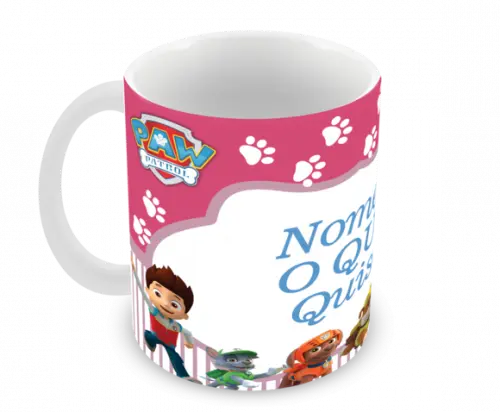 Caneca Polímero Patrulha Canina com Nome Personalizada