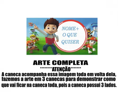 Caneca Polímero Patrulha Canina com Nome Personalizada
