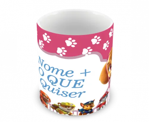 Caneca Polímero Patrulha Canina com Nome Personalizada