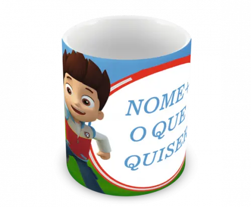 Caneca Polímero Patrulha Canina com Nome Personalizada