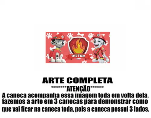 Caneca Polímero Patrulha Canina Marshall Nome Personalizada