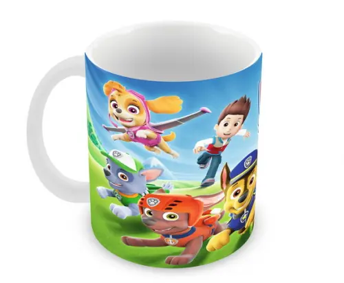 Caneca Polímero Patrulha Canina Nome e Idade Personalizada