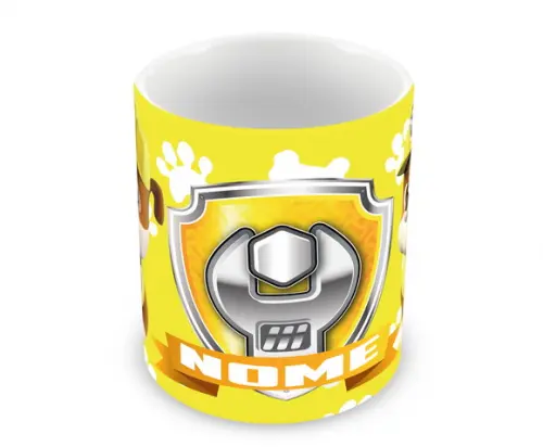Caneca Polímero Patrulha Canina Rubble Nome Personalizada