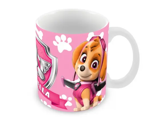 Caneca Polímero Patrulha Canina Skye Nome Personalizada