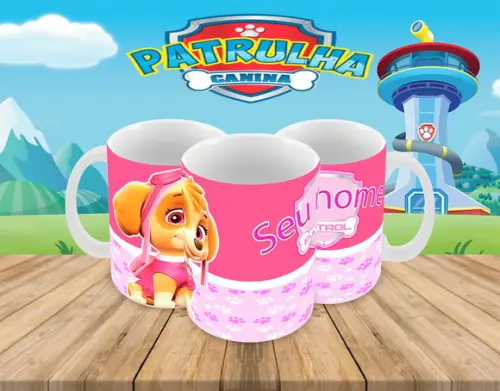 Caneca Polímero Patrulha Canina Skye Personalizada