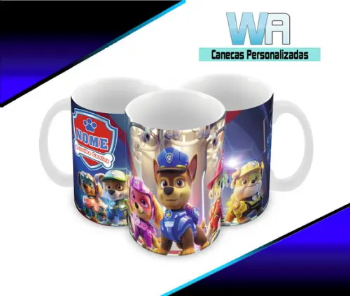 Caneca Polímero Patrulha Canina Super Filhotes Personalizada