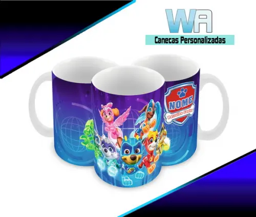 Caneca Polímero Patrulha Canina Super Filhotes Personalizada