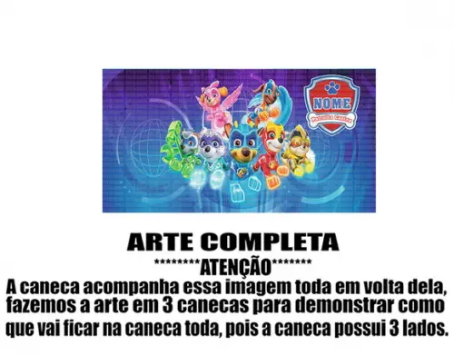 Caneca Polímero Patrulha Canina Super Filhotes Personalizada