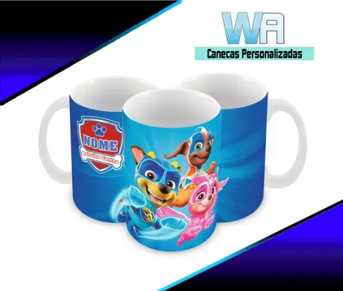 Caneca Polímero Patrulha Canina Super Filhotes Personalizada