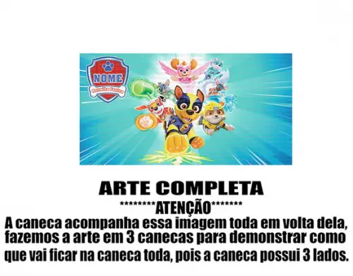 Caneca Polímero Patrulha Canina Super Filhotes Personalizada