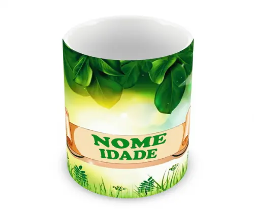 Caneca Polímero Peter Pan e Sininho Nome Personalizada