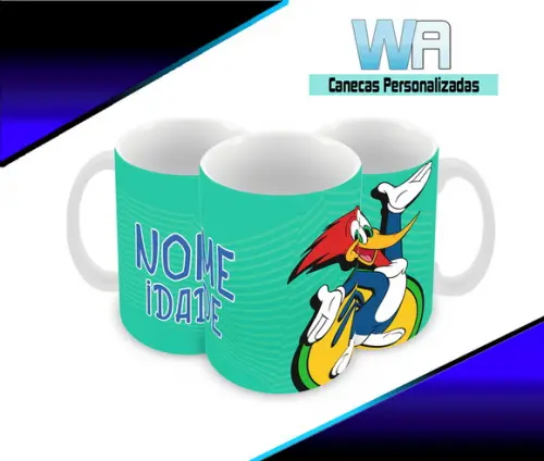 Caneca Polímero Pica Pau Seu Nome Personalizada